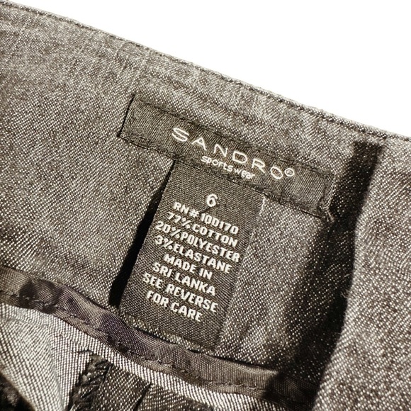 Sandro Sportswear Gray Denim Pleat-Front Wide Leg Crop Pants Size 6 - Picture 2 of 12